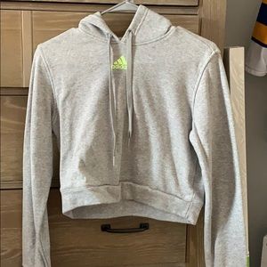 Grey adidas cropped hoodie